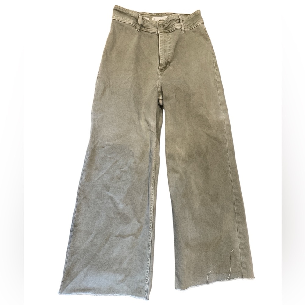 Mango Catherine wide leg culottes size 4 light olive green